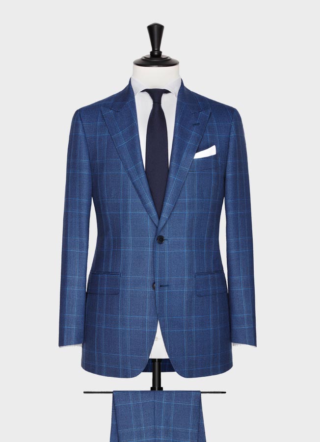 Bright blue glencheck with blue windowpane suit