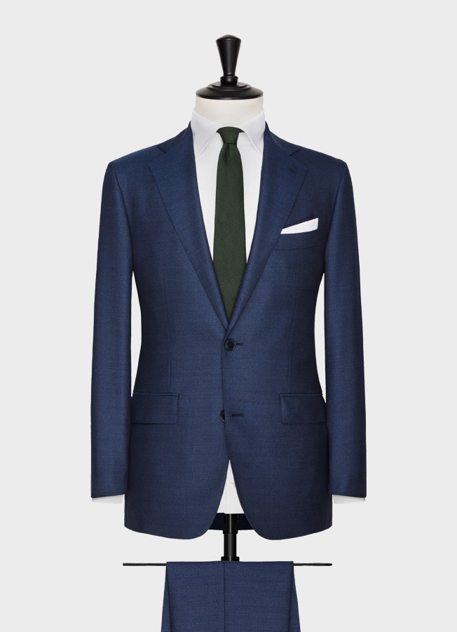 Marine blue sharkskin with mouliné effect suit