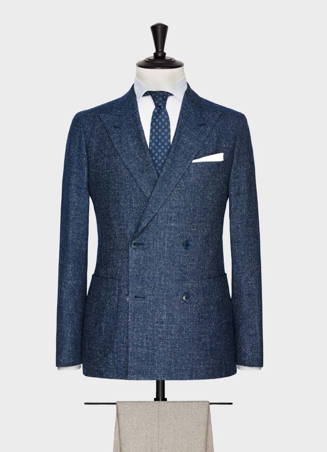 Dark blue faux uni fine slubs jacket