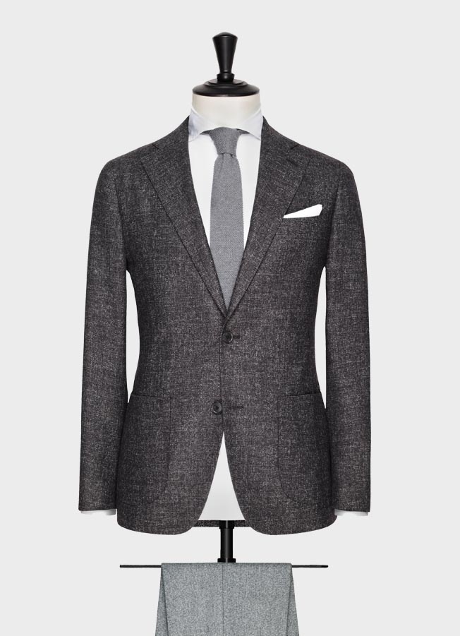 Grey-brown faux uni fine slubs jacket