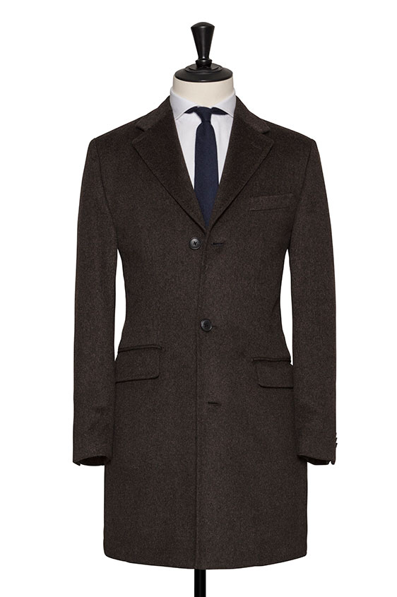 Dark brown melange fine wool overcoat