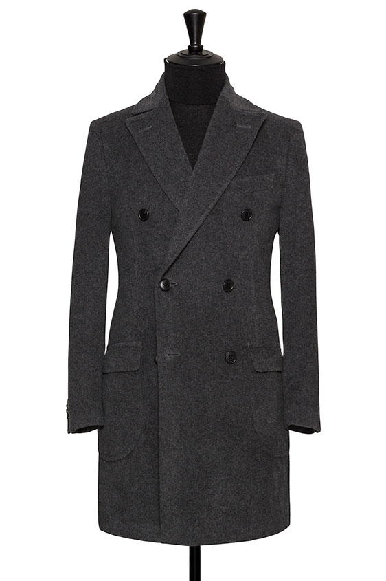 Mid grey melange wool overcoat