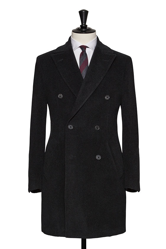 Charcoal melange wool overcoat