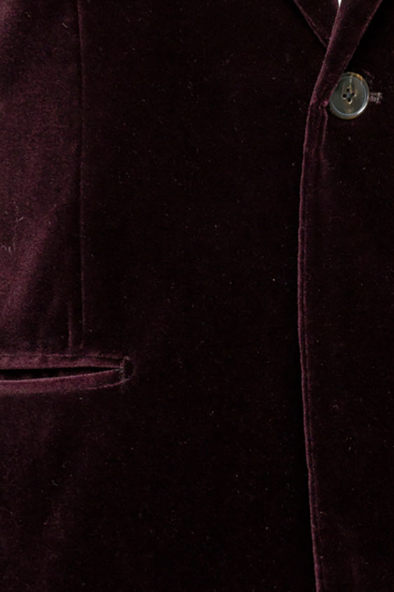 Velvet burgundy tuxedo jacket