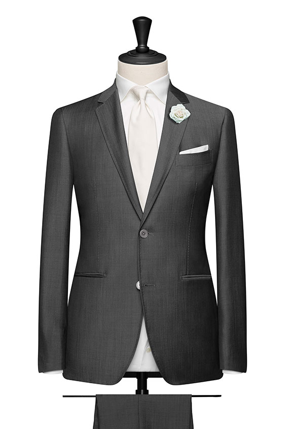Mid grey twill wool-mohair wedding suit