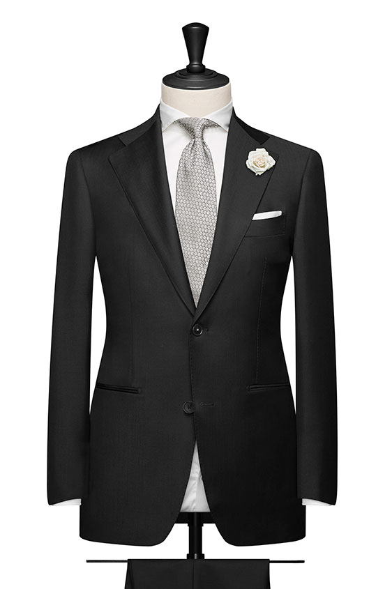 Anthracite twill wool-mohair wedding suit