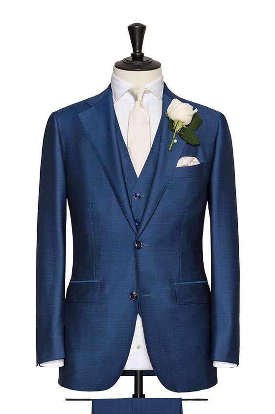 Blue marine twill wool-mohair wedding suit