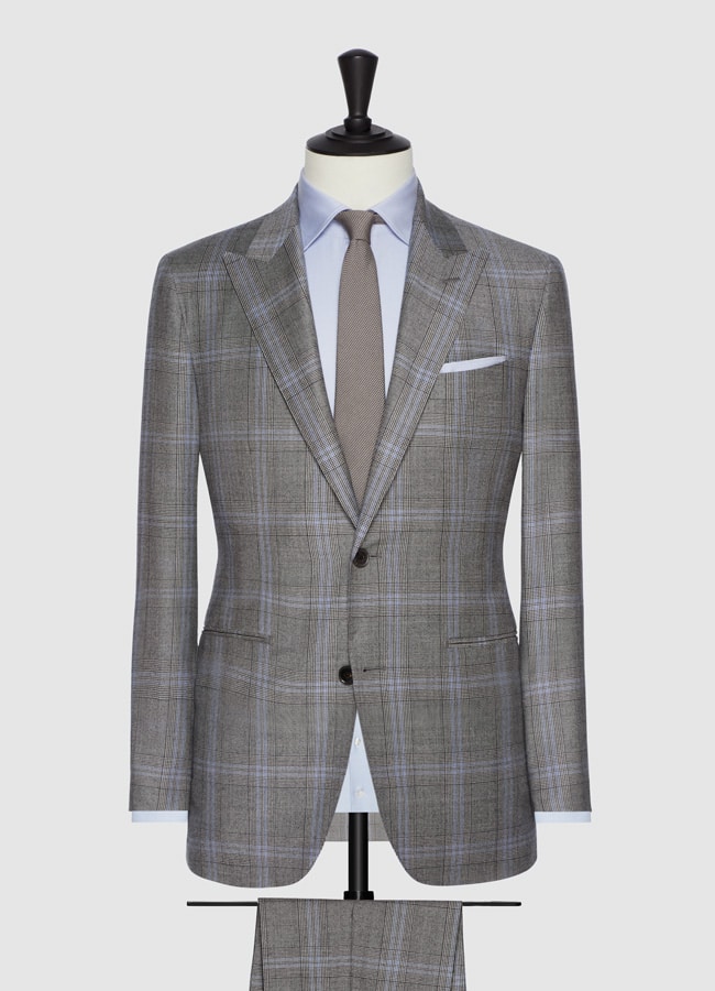 Middle grey windowpane with m.blue detail suit