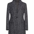 Mixed grey felted alpaca-wool check overcoat