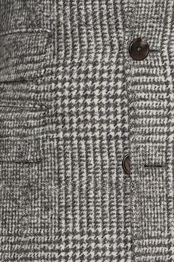 Light grey felted alpaca-wool check overcoat | Icon Custom Suits