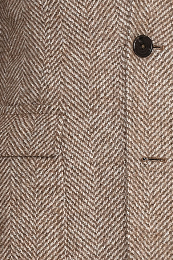 Camel wool-alpaca herringbone overcoat