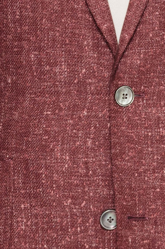 Blush red slubbed wool-silk-linen blend jacket