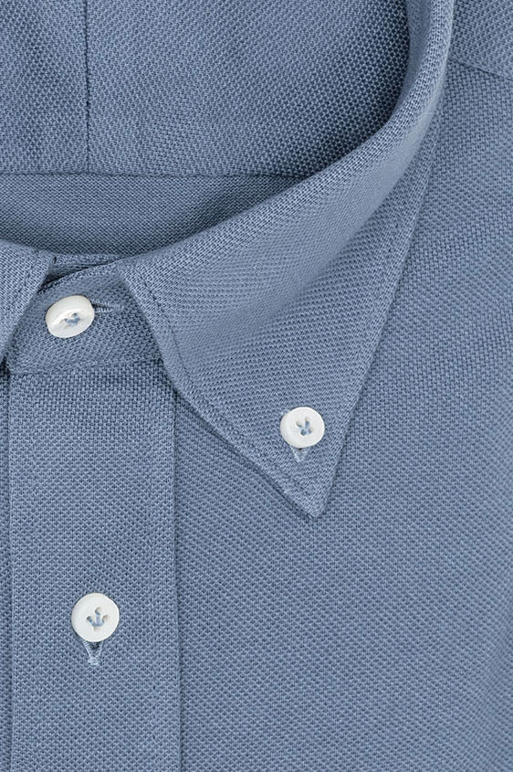 Steel blue piqué polo