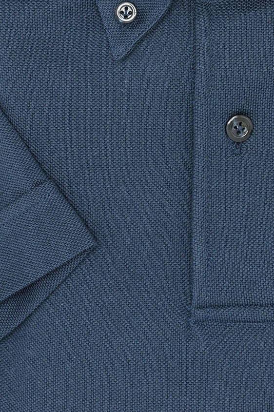 Dark blue piqué polo