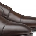 Derby with cap toe fine calf chocolate brown