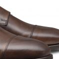 Double monk with cap toe fine calf chocolate brown