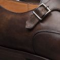 Double monk with plain tip fine calf chocolate brown
