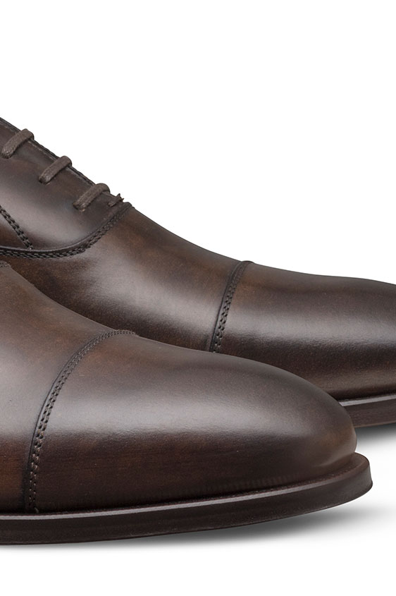 Oxford with cap toe fine calf chocolate brown