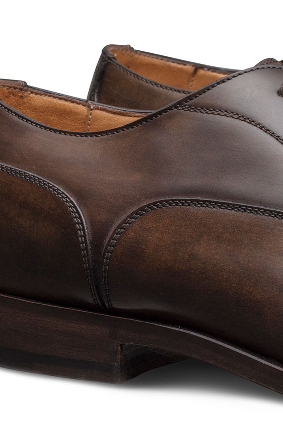 Oxford with cap toe fine calf chocolate brown