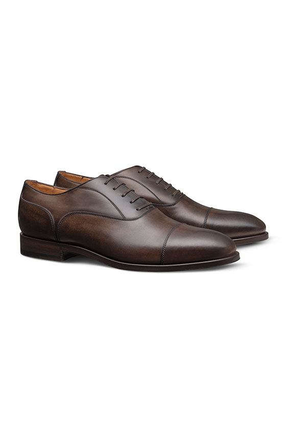 Oxford with cap toe fine calf chocolate brown