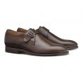 Single monk with plain tip fine calf chocolate brown