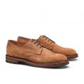 Derby with brogue washed suede terracotta