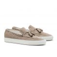Tassel sneaker perforated summer suede taupe