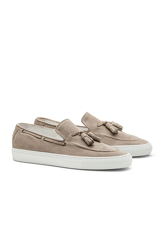 Tassel sneaker perforated summer suede taupe
