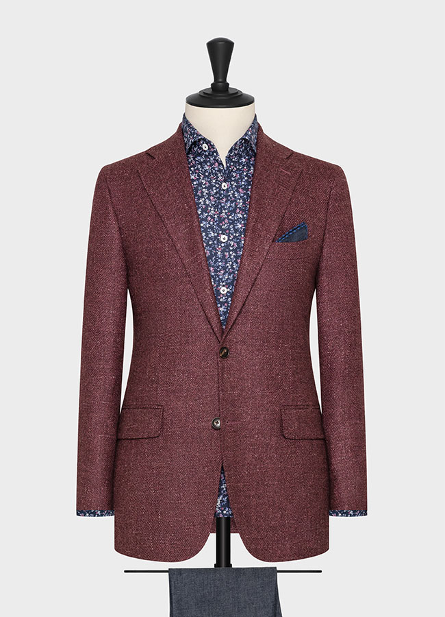 Plum brushed mélange wool-silk-linen twill jacket