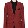 Rust red wool-linen blend mesh jacket