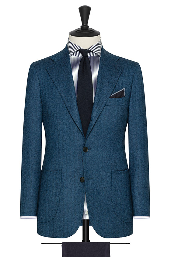 Royal blue faux uni wool herringbone jacket