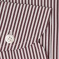 White stretch cotton blend with brown stripes suit
