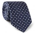Dark Blue Silk Jacquard With Blue Floral Design Tie