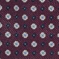 Burgundy Silk Jacquard With Blue Floral Design Tie