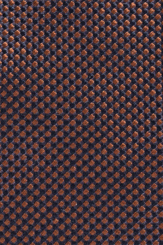 Brown-dark blue silk basket weave tie