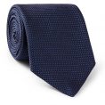 Dark blue silk basket weave tie