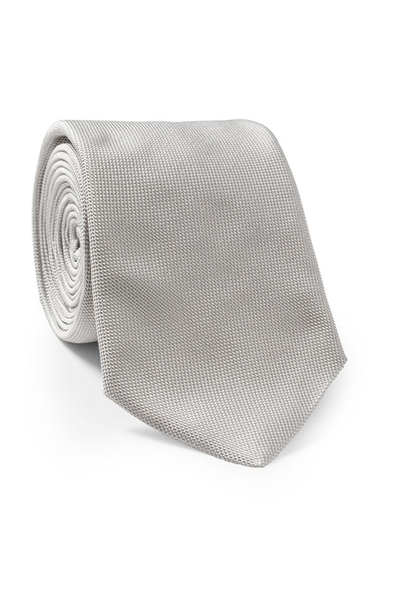 Faux uni silver silk tie