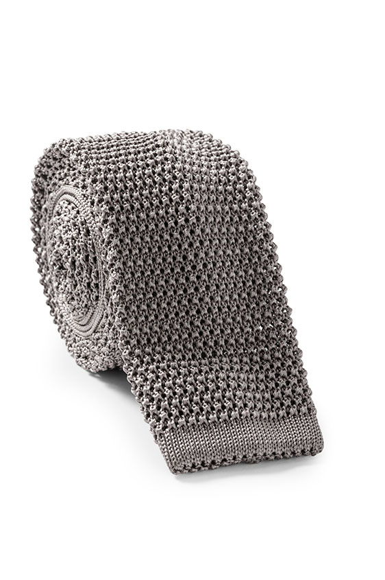 Mid grey knit tie