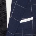 Navy s130 wool with white bouclé pin windowpane suit
