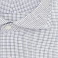 White cotton with blue mini-check shirt