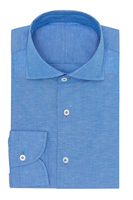 Bright blue cotton-linen shirt