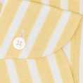 Lemon yellow cotton-linen basketweave with white stripes shirt