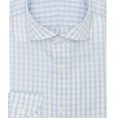 Sky blue cotton with white stripes and subtle check shirt