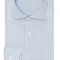 White cotton with sky blue checks and microweave shirt