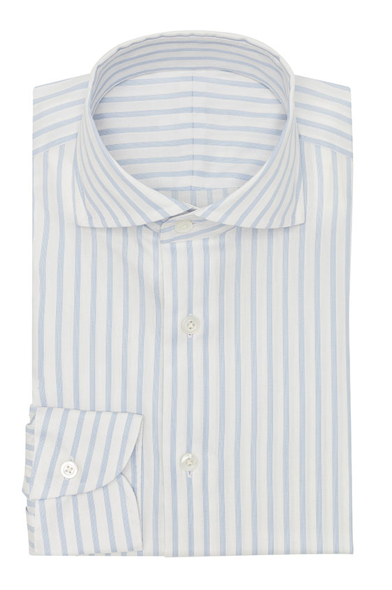 White cotton with sky blue stripes shirt