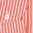 Coral cotton-linen twill with white stitched stripes shirt