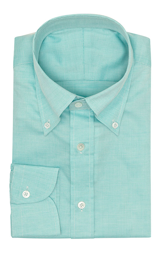 Teal cotton with white microweave shirt