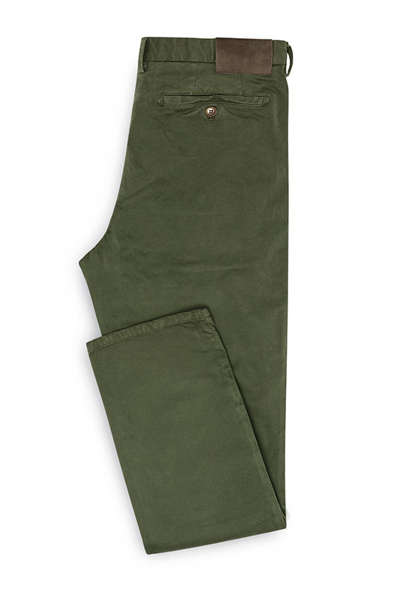 Dusty olive garment-dyed stretch broken twill chinos