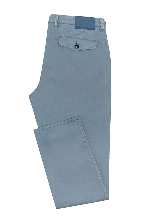 Slate blue garment-dyed stretch fine twill chinos
