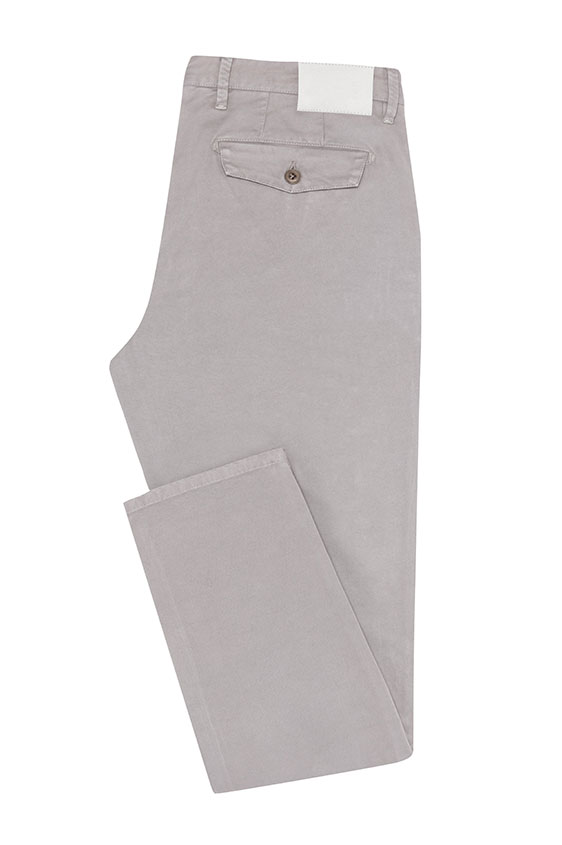 Light grey garment-dyed stretch fine twill chinos